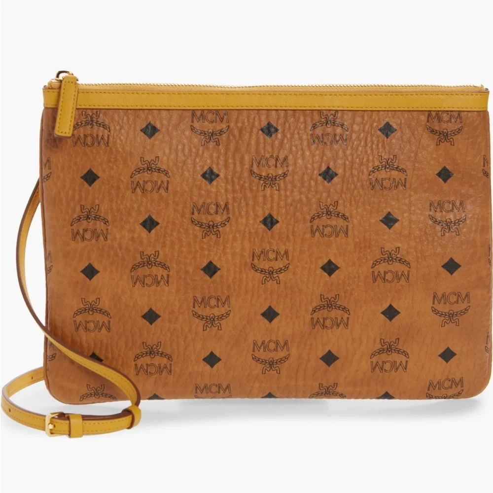 MCM Visetos Tan Crossbody Bag with Black Logo - Picture 10 of 10